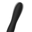 A black silicone bullet vibrator showcases its vibration. 