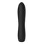 A black silicone bullet vibrator stands against a white backdrop featuring a round tapered tip. 