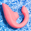 A Womanizer rose pink clitoral g-spot vibrator splashes in water showcases its waterproof design. 