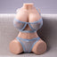 A petite 36DD torso masturbator in a miniature neck-to-hip torso design wearing a blue lace bra and panty set.