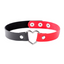 A black and red two tone faux leather choker with a metal heart connector.