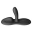 A black silicone vibrating warming massage pad with a front mount  pronounced ridge. 