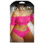 Fantasy Lingerie Vixen - Hypnotised Lace Crop Top & Panty - Curvy - plus-size lingerie set encases you in a hot pink floral lace half-sleeve off-shoulder crop top & bikini-cut panties w/ feminine scalloped edge. box