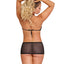 Exposed Sassy Black Mesh Cutout Halter Chemise & G-String has side cutouts & strappy bust details to show your waist & cleavage. The O-ring lets you attach BDSM accessories. (6)