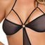 Exposed Sassy Black Mesh Cutout Halter Chemise & G-String has side cutouts & strappy bust details to show your waist & cleavage. The O-ring lets you attach BDSM accessories. (3)