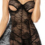 This mid-thigh babydoll is made from sheer floral pattern mesh & has underboob cutouts in the underwired cutouts. (7)