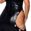 This Saresia Wet Look Halter Criss-Cross Chain Dress has strategic cutouts at the torso & hips to show off that you're going commado & a slimming halter neck design. (5)